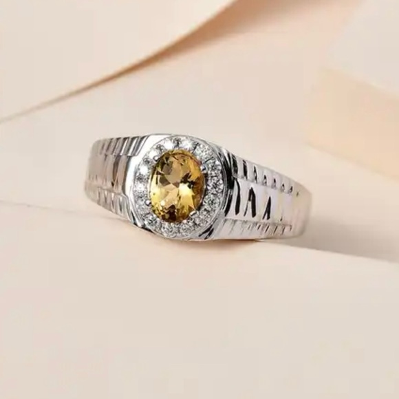 Other - Premium Brazilian Heliodor, Moissanite Men’s Ring.  NWT